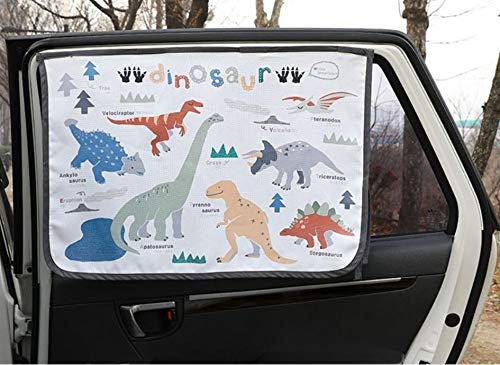 BEBEDECO Magnetic Car Sun Shade Curtain for Side Window - Sun Blocker and UV Protector for Baby  Kids  and Pets - Universal Fit with Built-in Magnets for Steel-Framed Door (Dinosaur) - Image 5